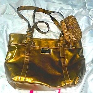 Y2k✨Dark bronze☀️purse metallic tote glitter tote brown tote strada bag